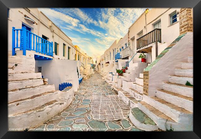 Castro is a medieval settlement in Chora of Folegandros island,  Framed Print by Constantinos Iliopoulos