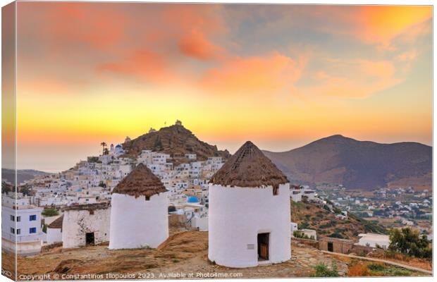 The sunset from the windmills of Chora in Ios, Greece Canvas Print by Constantinos Iliopoulos