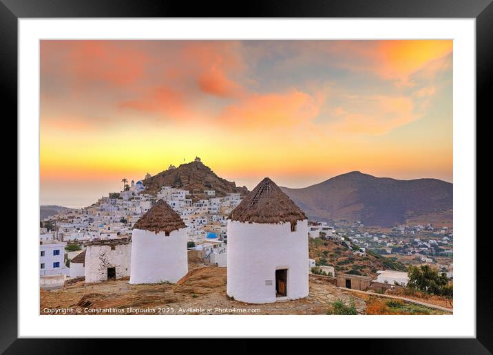 The sunset from the windmills of Chora in Ios, Greece Framed Mounted Print by Constantinos Iliopoulos