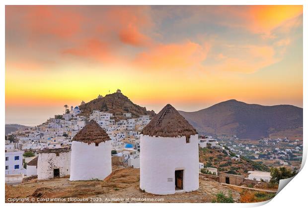 The sunset from the windmills of Chora in Ios, Greece Print by Constantinos Iliopoulos