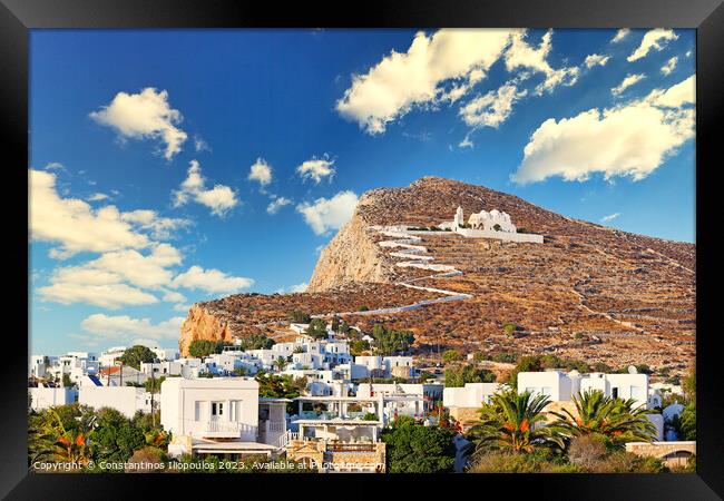 Chora with Panagia church of Folegandros island, Greece Framed Print by Constantinos Iliopoulos