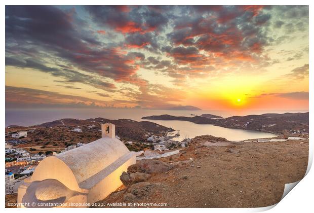 The sunset above Chora of Ios island in Cyclades, Greece Print by Constantinos Iliopoulos