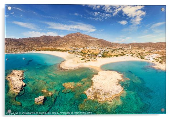 The beach Manganari in Ios island, Greece Acrylic by Constantinos Iliopoulos