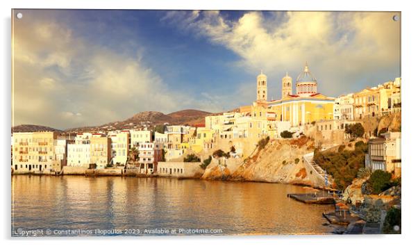 The beach Agios Nikolaos - Asteria - Vaporia in Syros, Greece Acrylic by Constantinos Iliopoulos