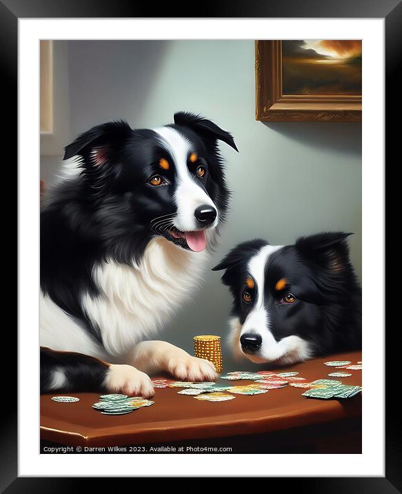 Border Collies Playing Poker  Framed Mounted Print by Darren Wilkes