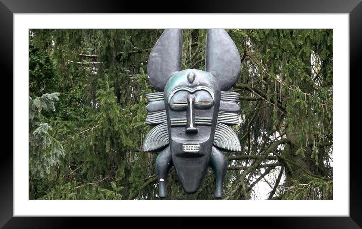 Shaman mask in the forest Framed Mounted Print by Irena Chlubna