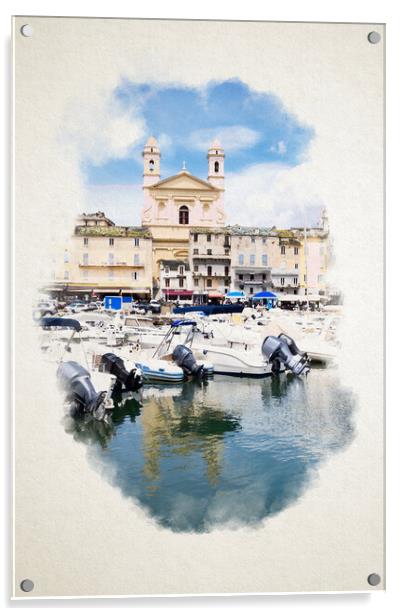 église Saint Jean-Baptiste in Bastia in watercolor Acrylic by youri Mahieu