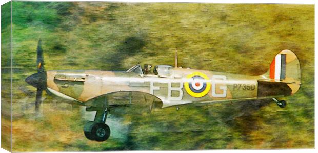 Supermarine Spitfire P7350 (watercolour effect) Canvas Print by Allan Durward Photography