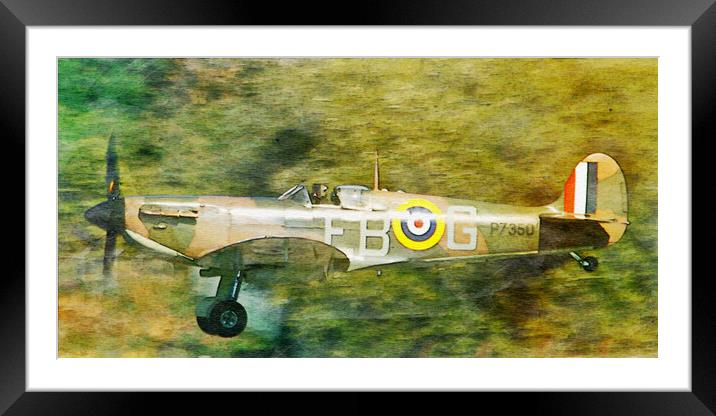 Supermarine Spitfire P7350 (watercolour effect) Framed Mounted Print by Allan Durward Photography