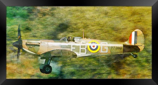 Supermarine Spitfire P7350 (watercolour effect) Framed Print by Allan Durward Photography