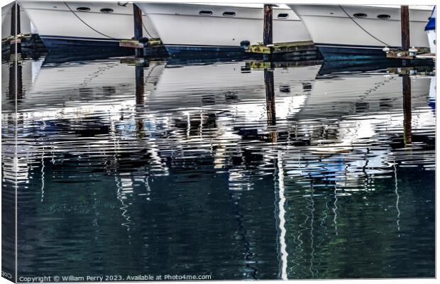 White Sailboats Reflection Abstract Gig Harbor Washington State Canvas Print by William Perry