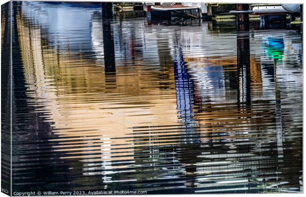 Blue White Brown Reflection Abstract Gig Harbor Washington State Canvas Print by William Perry