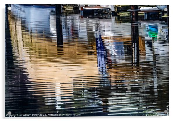 Blue White Brown Reflection Abstract Gig Harbor Washington State Acrylic by William Perry