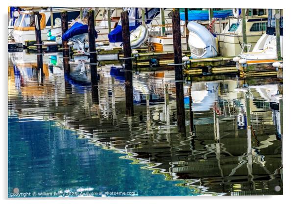 Yachts Marina Reflection Gig Harbor Washington State Acrylic by William Perry