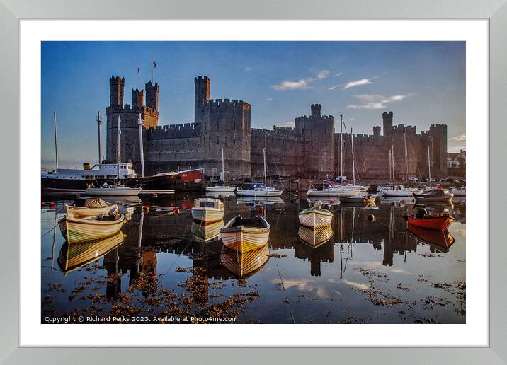 Buy Framed Mounted Prints of Caernarfon Harbour Reflections by Richard Perks