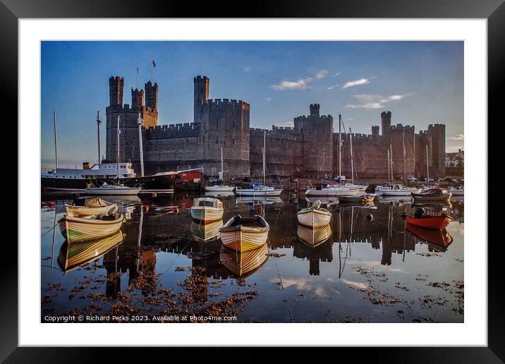 Buy Framed Mounted Prints of Caernarfon Harbour Reflections by Richard Perks
