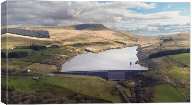 The Cray Reservoir and Fan Gyhirych mountain Canvas Print by Leighton Collins