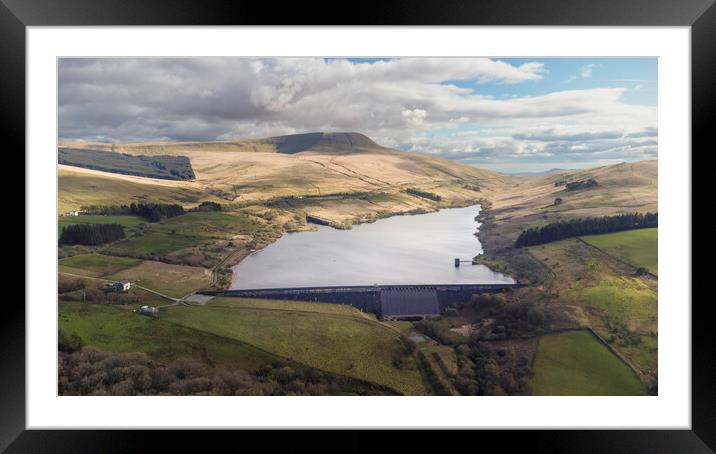The Cray Reservoir and Fan Gyhirych mountain Framed Mounted Print by Leighton Collins