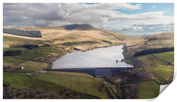 The Cray Reservoir and Fan Gyhirych mountain Print by Leighton Collins