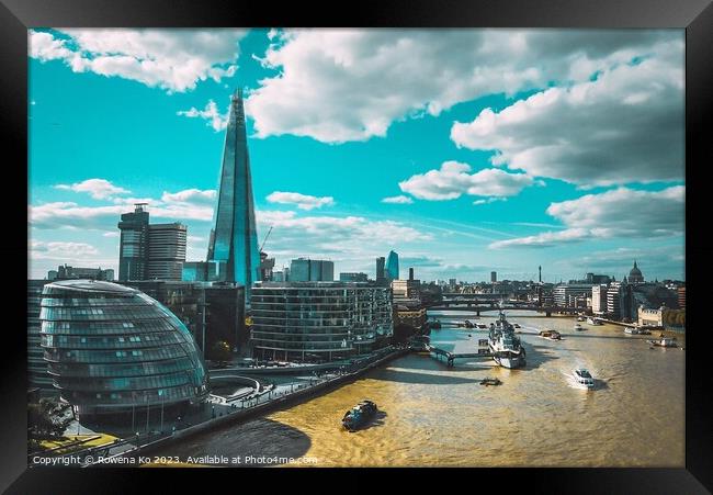 London Cityscape by River Thames Framed Print by Rowena Ko