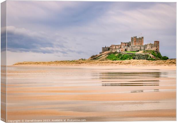 Across the sand to Bamburgh Castle Canvas Print by Darrell Evans