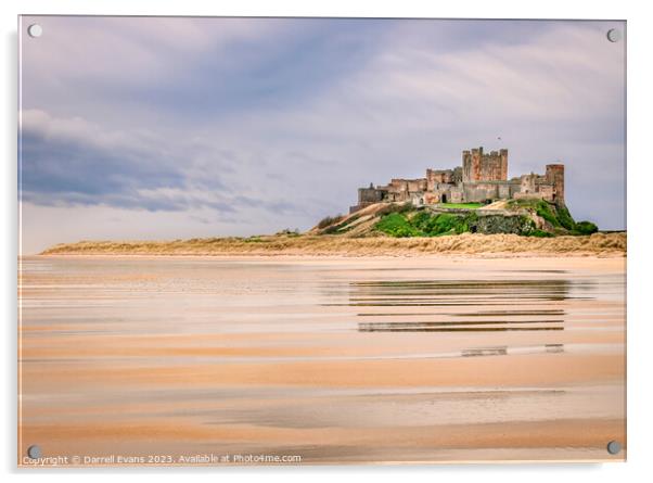 Across the sand to Bamburgh Castle Acrylic by Darrell Evans