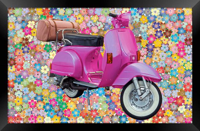 Flower Power Scooter Framed Print by Alison Chambers