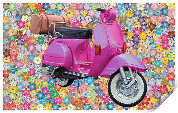 Flower Power Scooter Print by Alison Chambers