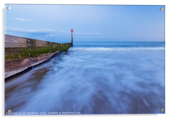 Bournemouth groyne at dusk Acrylic by Ian Middleton