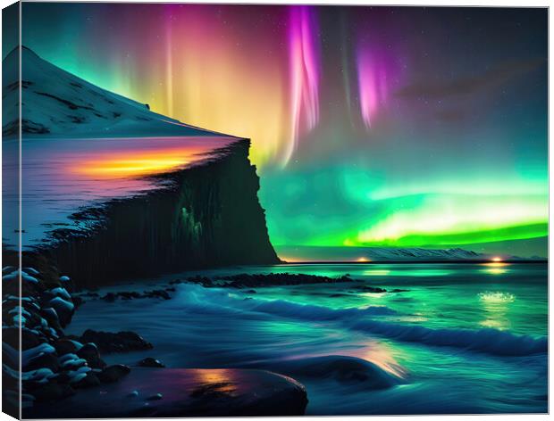 Ethereal Dance of Aurora Borealis Canvas Print by Roger Mechan