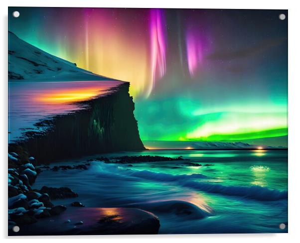 Ethereal Dance of Aurora Borealis Acrylic by Roger Mechan