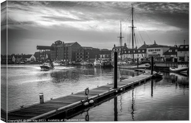 Wells next the Sea Norfolk Black and White  Canvas Print by Jim Key