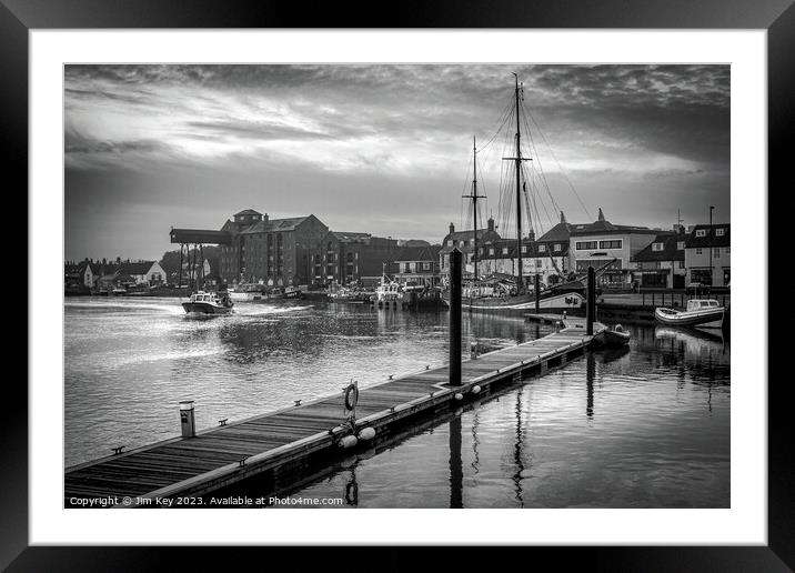 Wells next the Sea Norfolk Black and White  Framed Mounted Print by Jim Key
