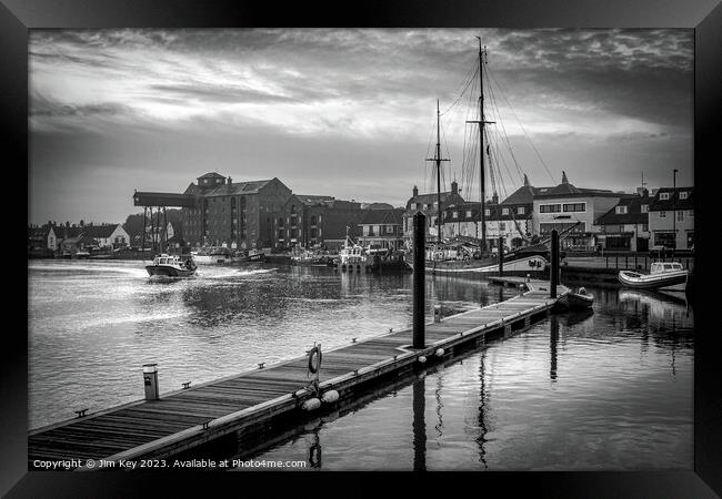 Wells next the Sea Norfolk Black and White  Framed Print by Jim Key