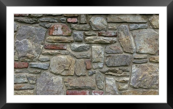 Masonry wall of multicolored stones or blocks Framed Mounted Print by Irena Chlubna