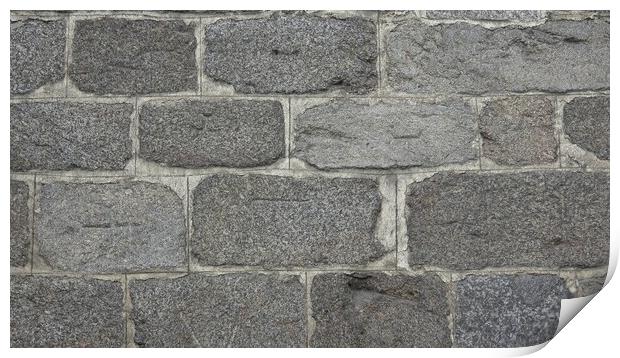 Detail of a stone wall with different size of rocks. Print by Irena Chlubna