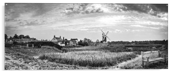 Cley next the Sea Black and White Acrylic by Jim Key