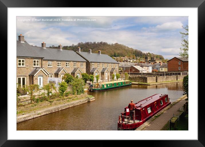 Canal Life and New Homes by Mon Brec canal Framed Mounted Print by Pearl Bucknall
