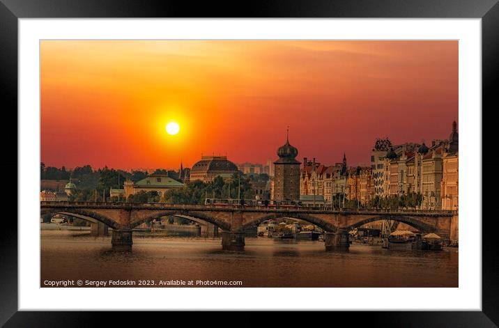 Sunset over Prague. Czechia Framed Mounted Print by Sergey Fedoskin