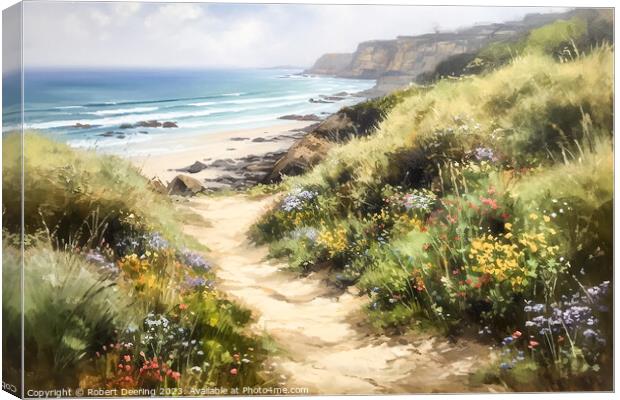 Beach path and wildflowers Canvas Print by Robert Deering