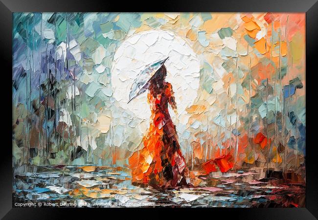 girl with umbrella Framed Print by Robert Deering