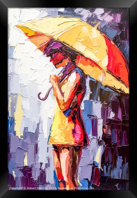 young woman with umbrella Framed Print by Robert Deering