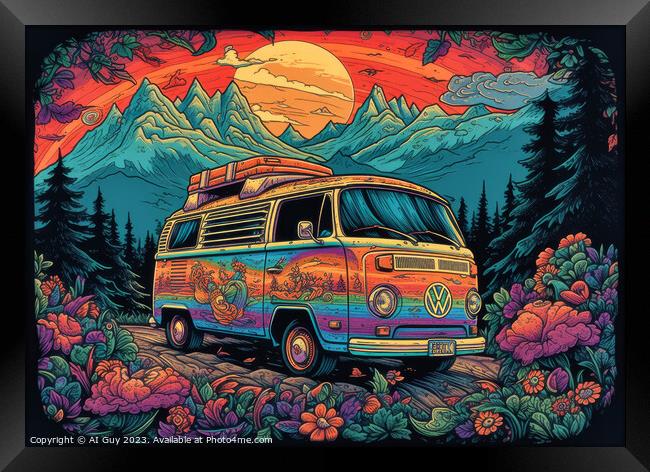 VW Trippy Camper Framed Print by Craig Doogan Digital Art