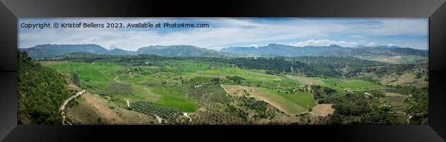 Panoramic view on the pastures and landscape in Ronda, Andalusia surroundings. Framed Print by Kristof Bellens