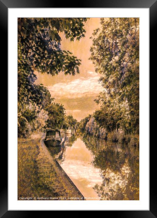 Peaceful Evening On The Canal. Framed Mounted Print by Anthony Moore
