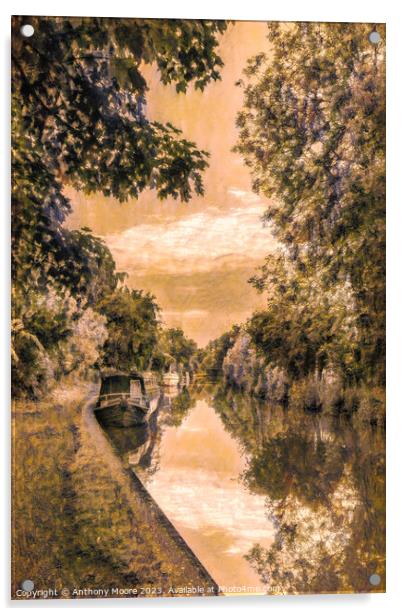 Peaceful Evening On The Canal. Acrylic by Anthony Moore