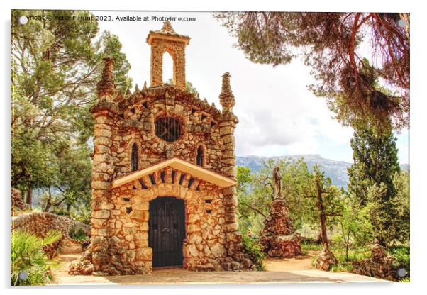 Unique Stone Church Mallorca 1 Acrylic by Peter F Hunt