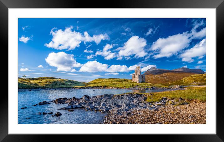 Ardvreck Castle Panorama Framed Mounted Print by John Frid