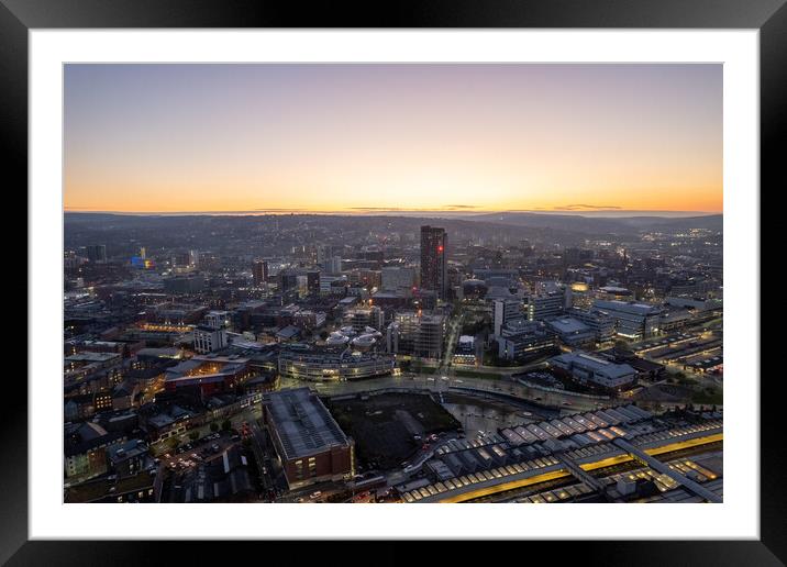 Sheffield City Twilight Framed Mounted Print by Apollo Aerial Photography