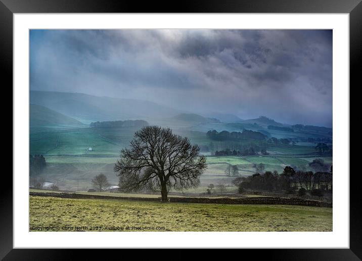 Misty morning, Grassington. Framed Mounted Print by Chris North